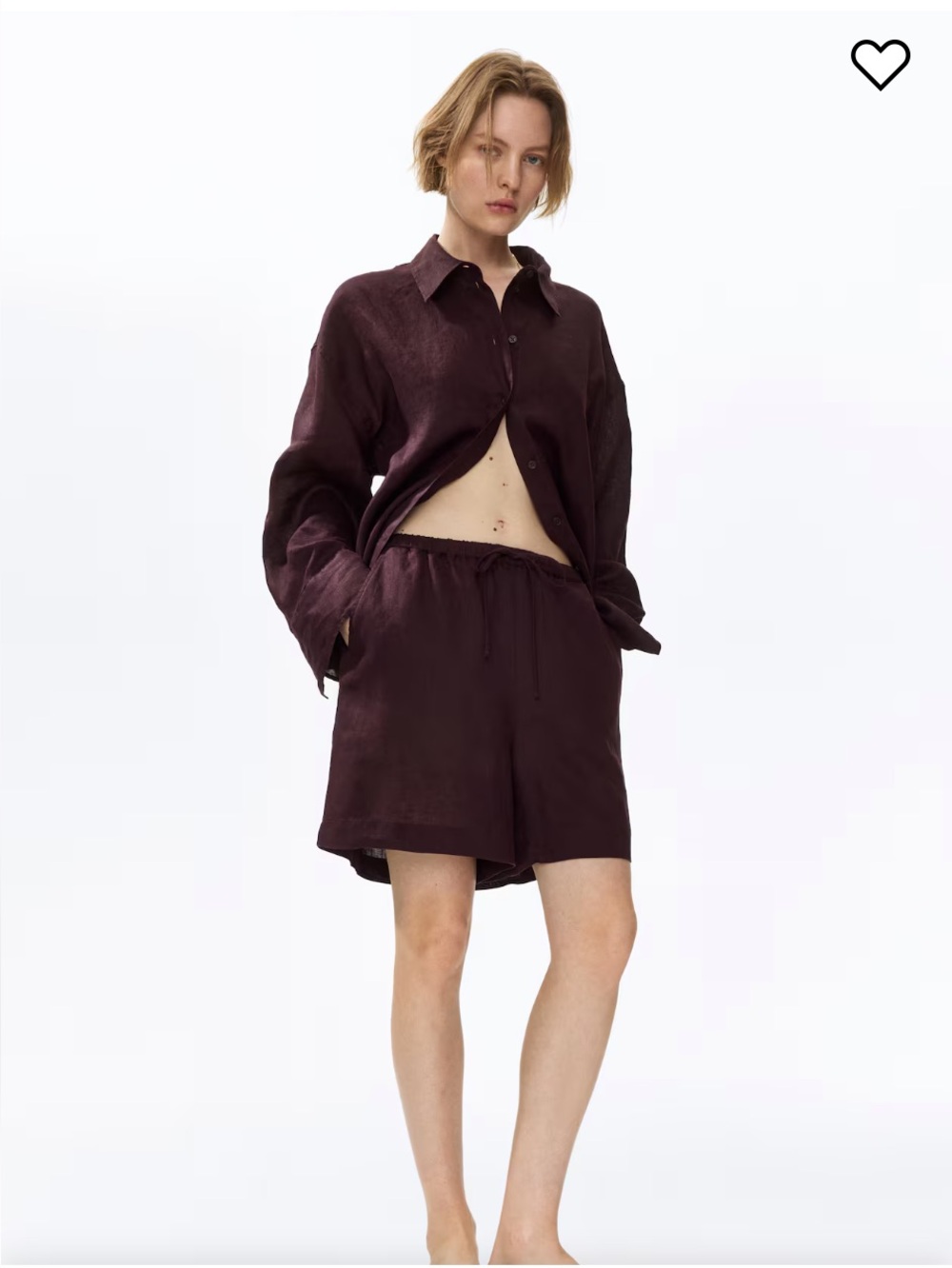 100% Brown Linen Bermuda Shorts. Small